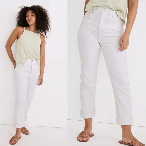 Madewell High-Rise Slim Boyjean - White - Picture 5 of 6